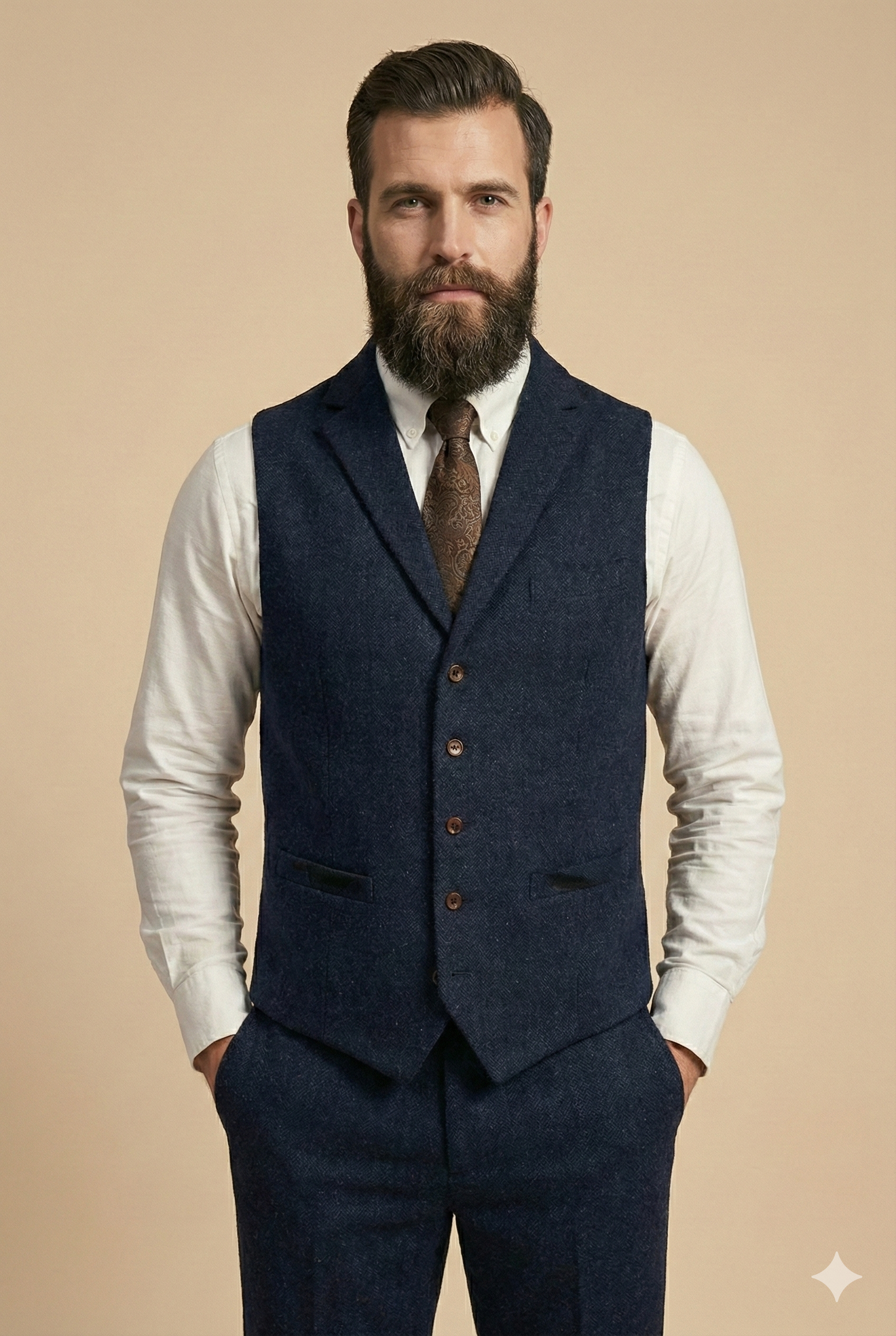 CASTLESON – Gilet Chief Tweed Blu Navy