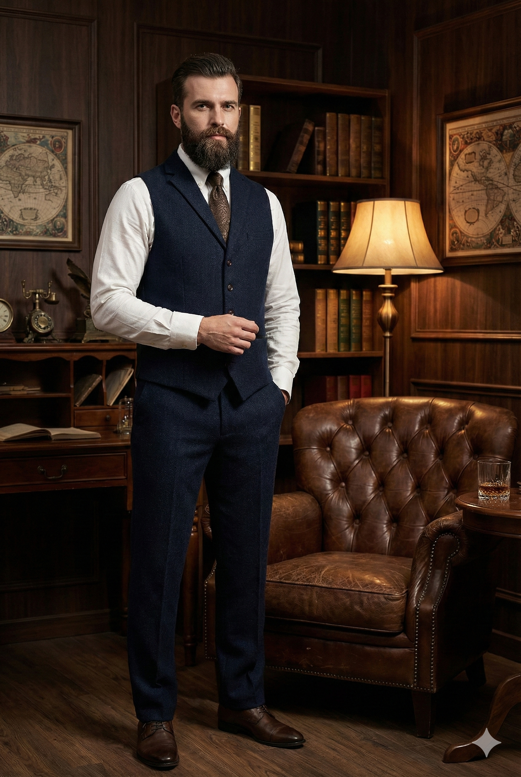 CASTLESON – Pantaloni Chief Tweed Blu Navy