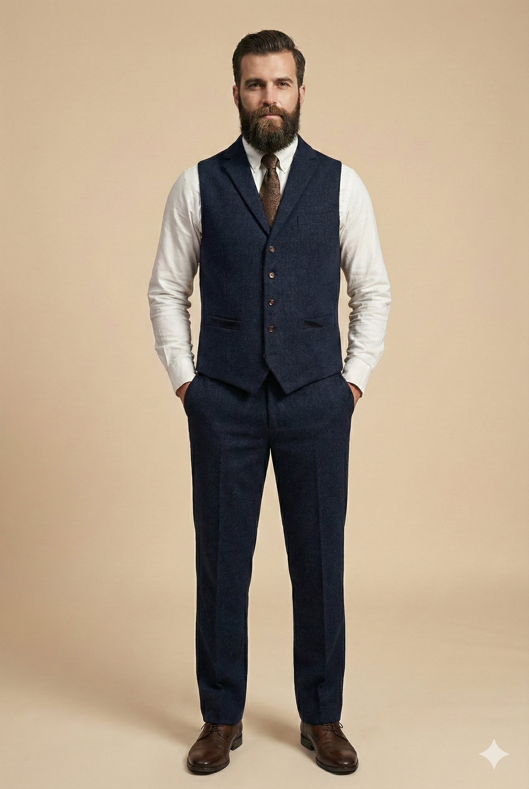 CASTLESON – Gilet Chief Tweed Blu Navy
