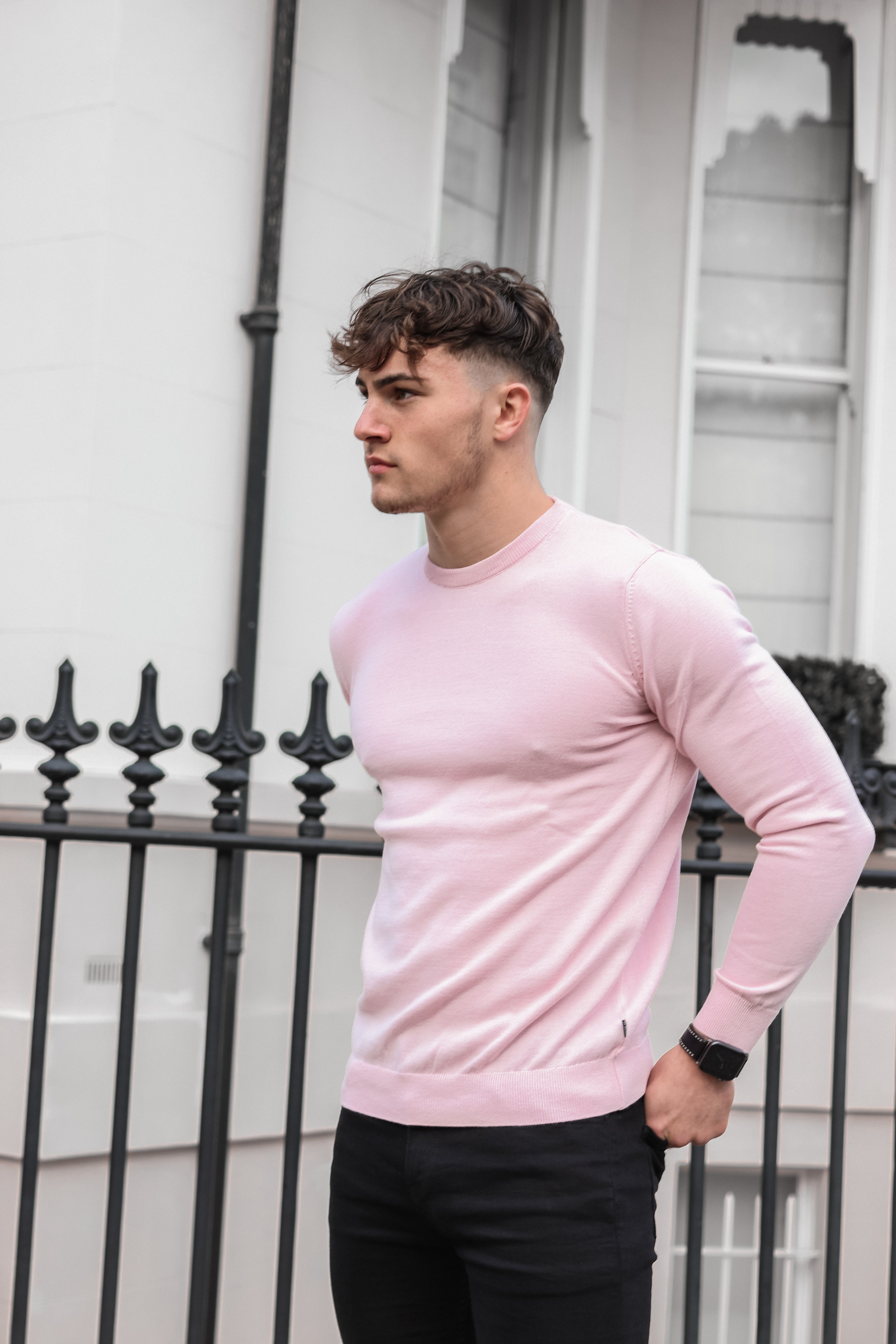Cavani KN101 Rosa - Maglione da uomo lavorato a maglia