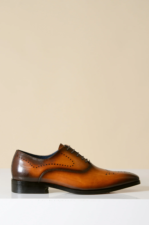 Scarpe in pelle marrone, Marc Darcy Jake - Brogue con punta alata