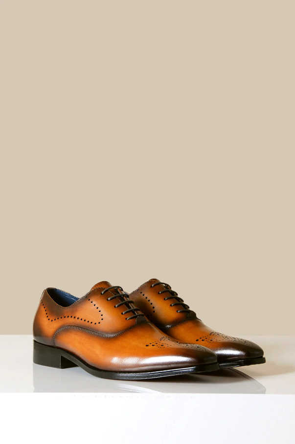 Scarpe in pelle marrone, Marc Darcy Jake - Brogue con punta alata