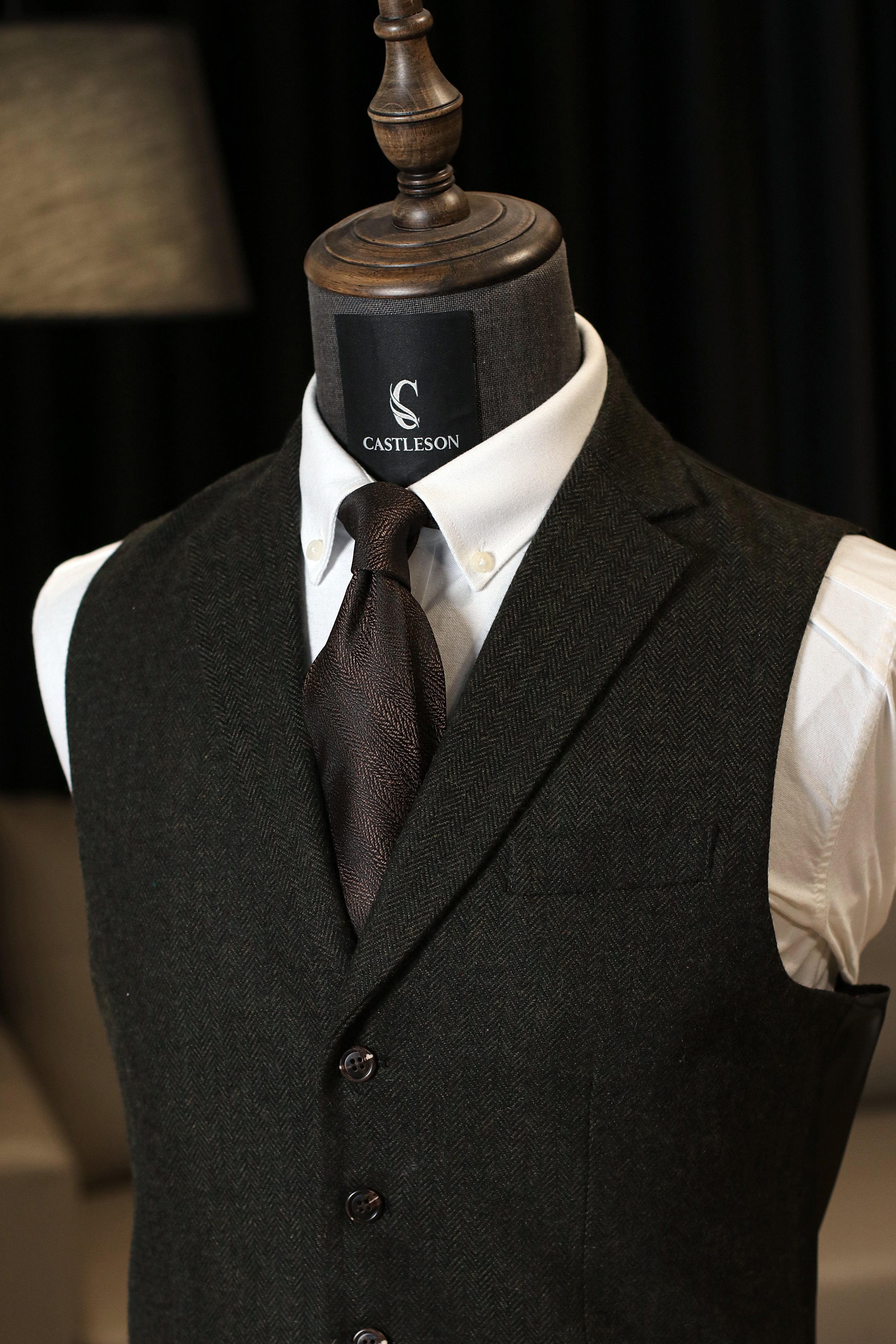 CASTLESON Chief – Gilet Tweed Verde Oliva