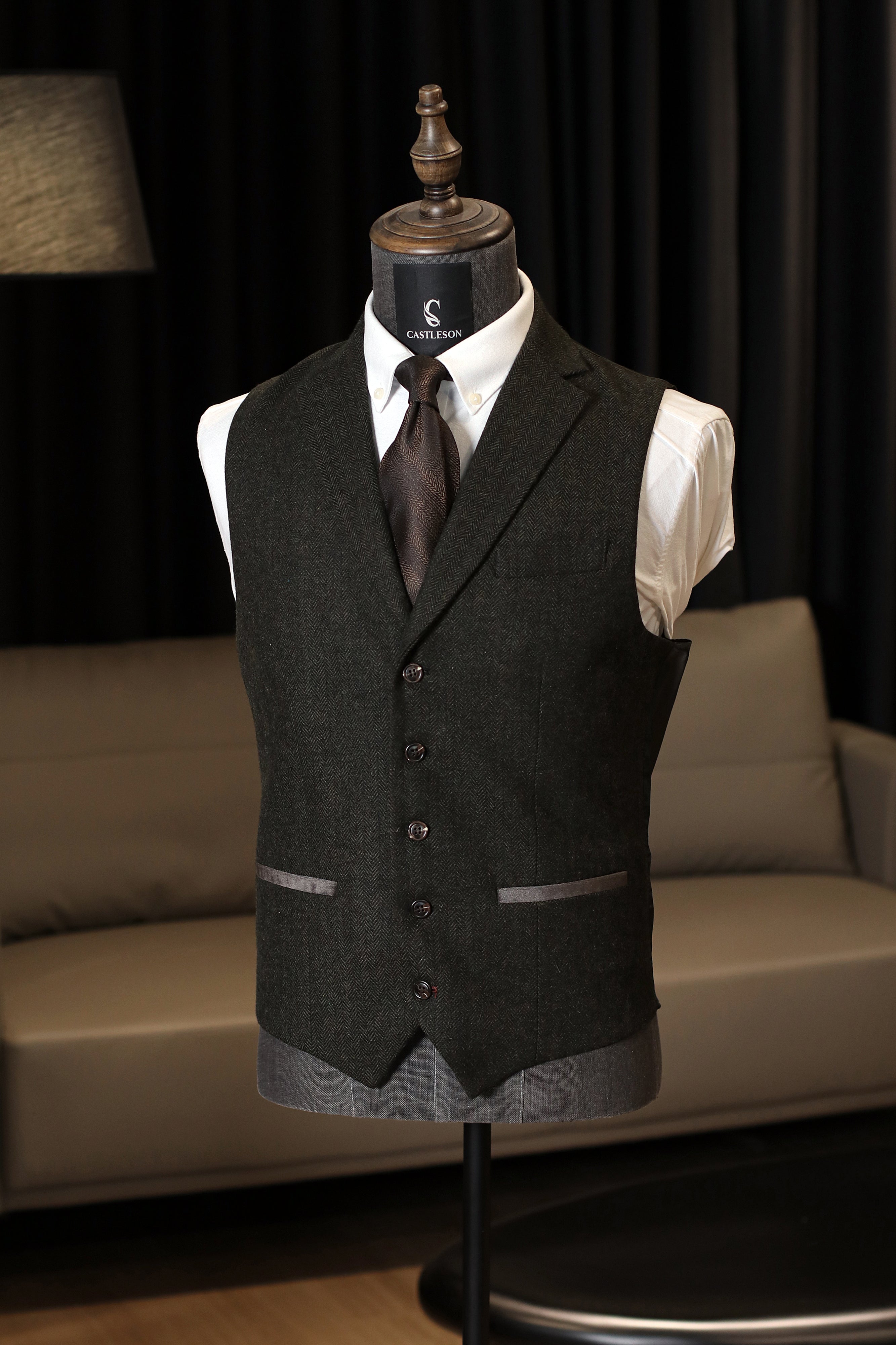 CASTLESON Chief – Gilet Tweed Verde Oliva