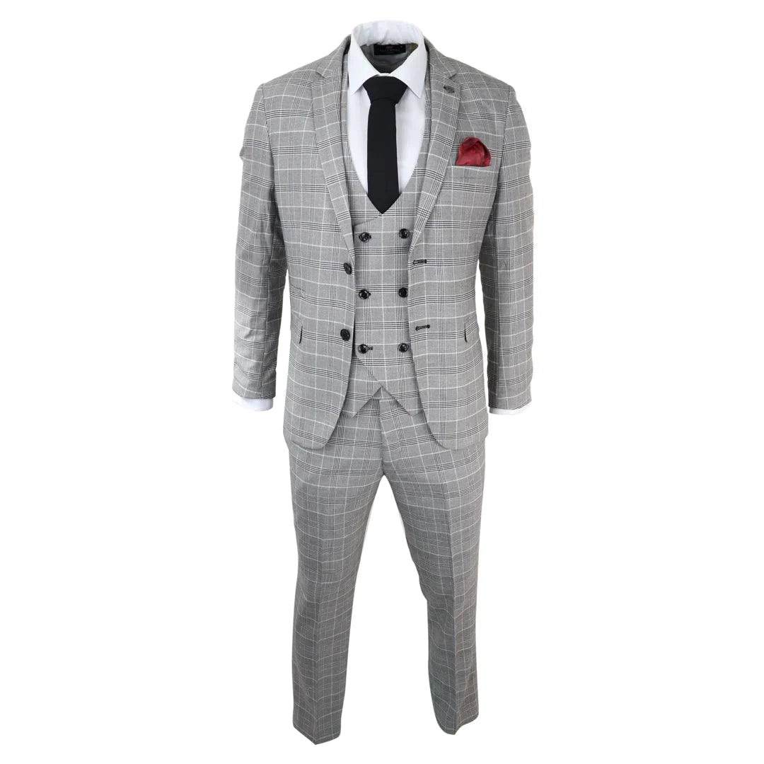 Completo Uomo a Quadri 3 Pezzi - Ross Grey Check