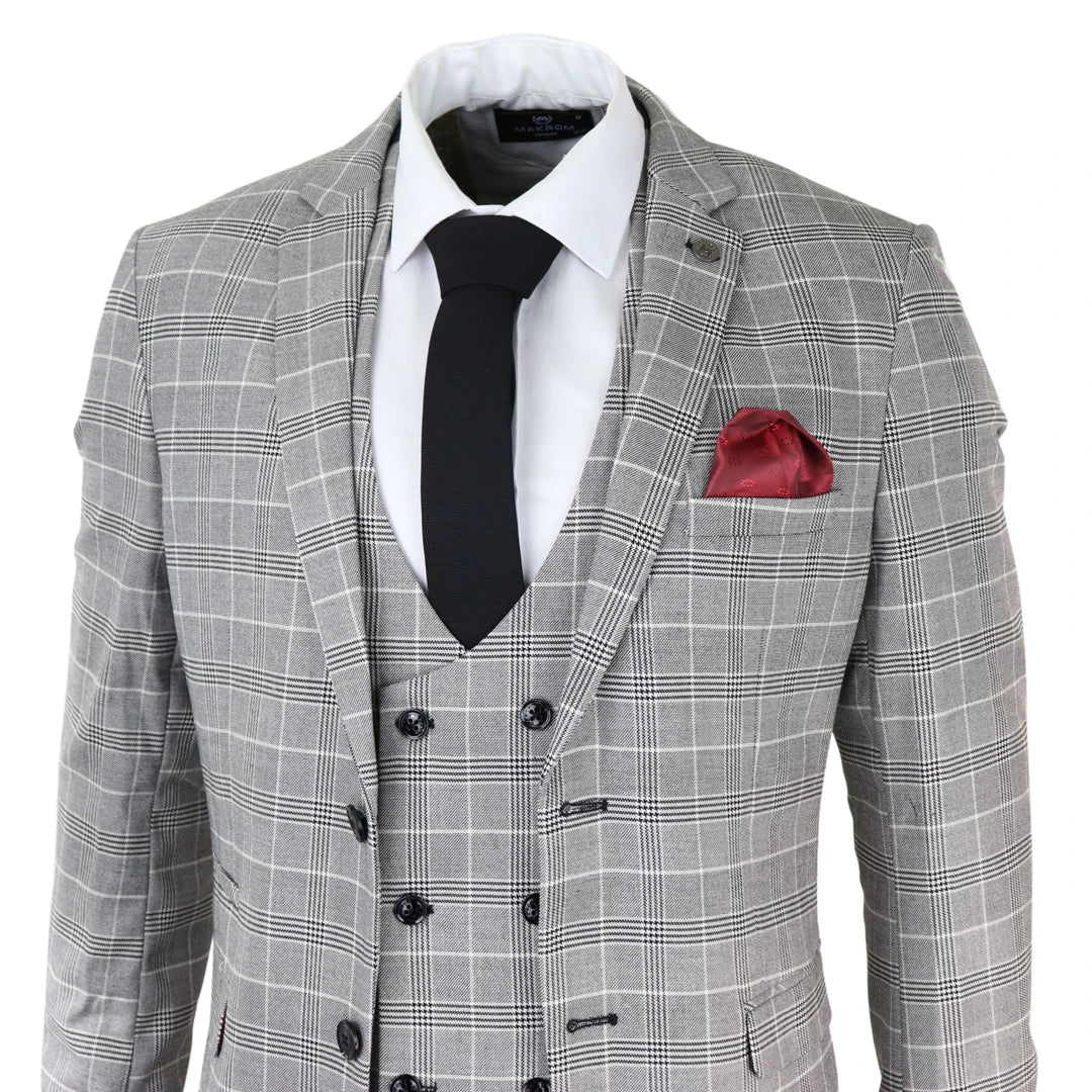 Completo Uomo a Quadri 3 Pezzi - Ross Grey Check