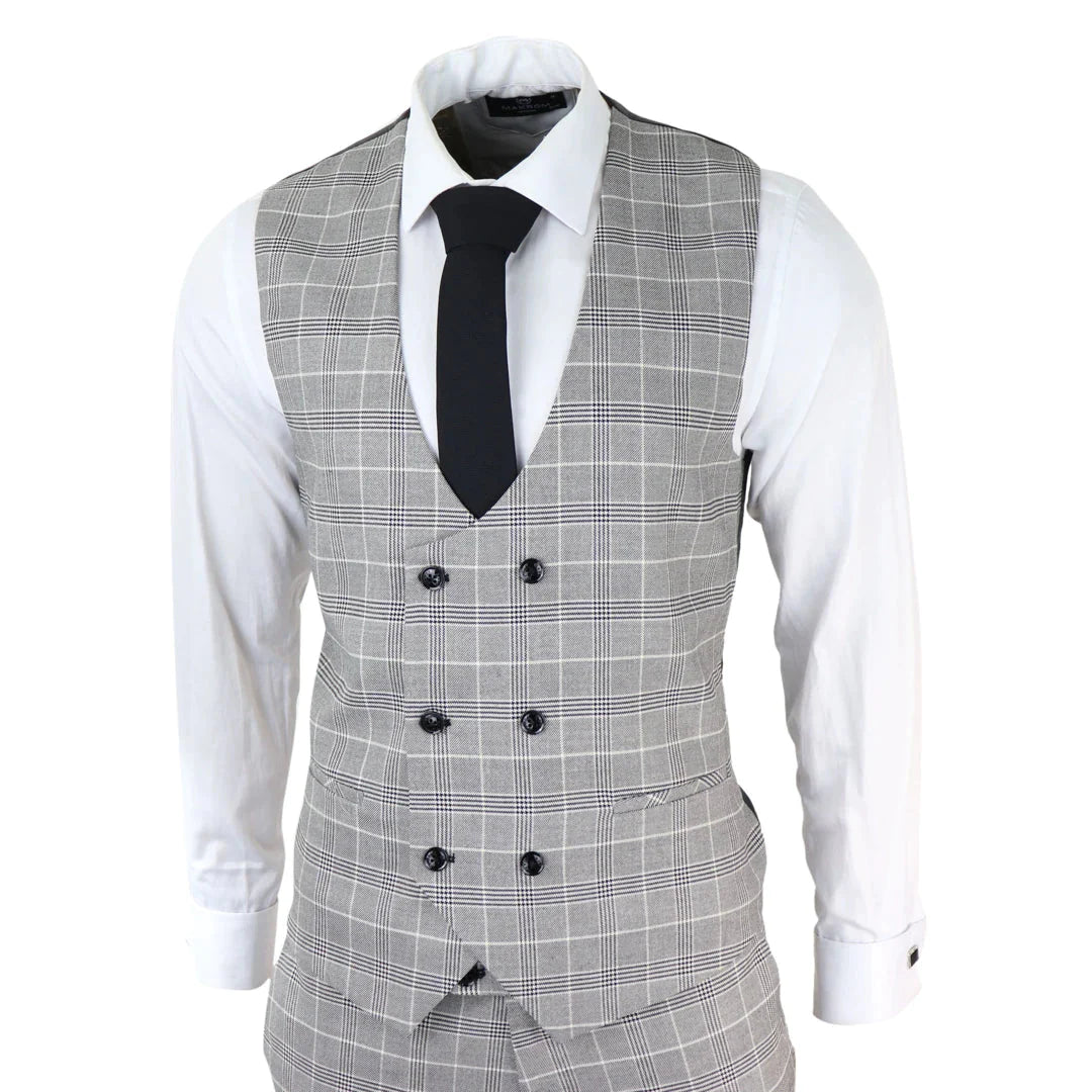 Completo Uomo a Quadri 3 Pezzi - Ross Grey Check