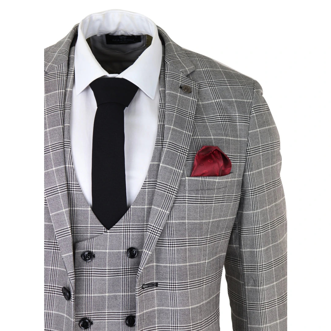 Completo Uomo a Quadri 3 Pezzi - Ross Grey Check