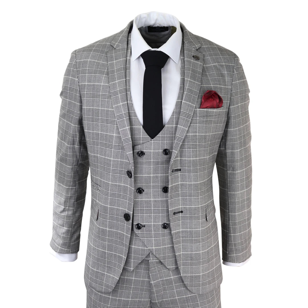 Completo Uomo a Quadri 3 Pezzi - Ross Grey Check