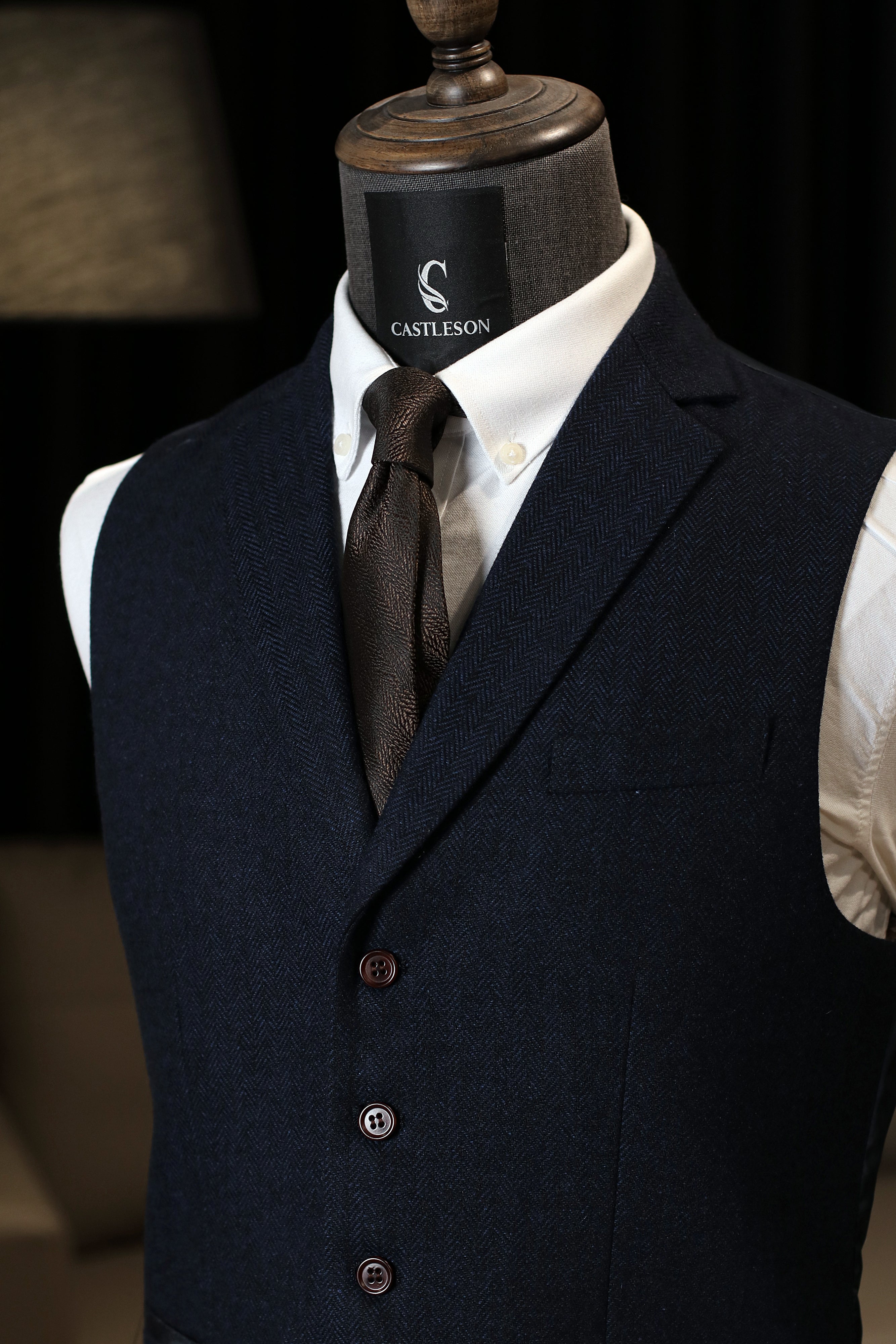 CASTLESON – Gilet Chief Tweed Blu Navy