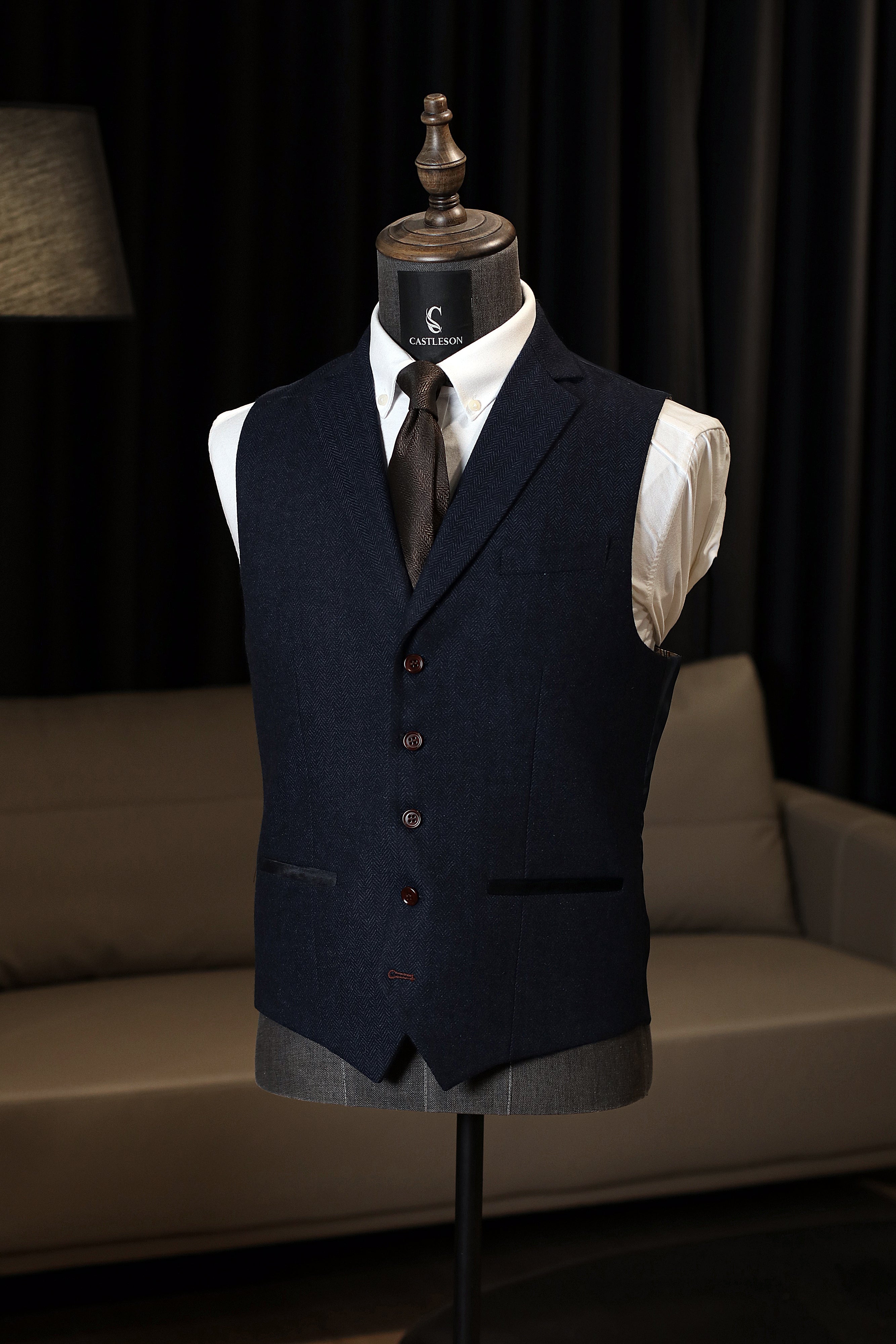 CASTLESON – Gilet Chief Tweed Blu Navy