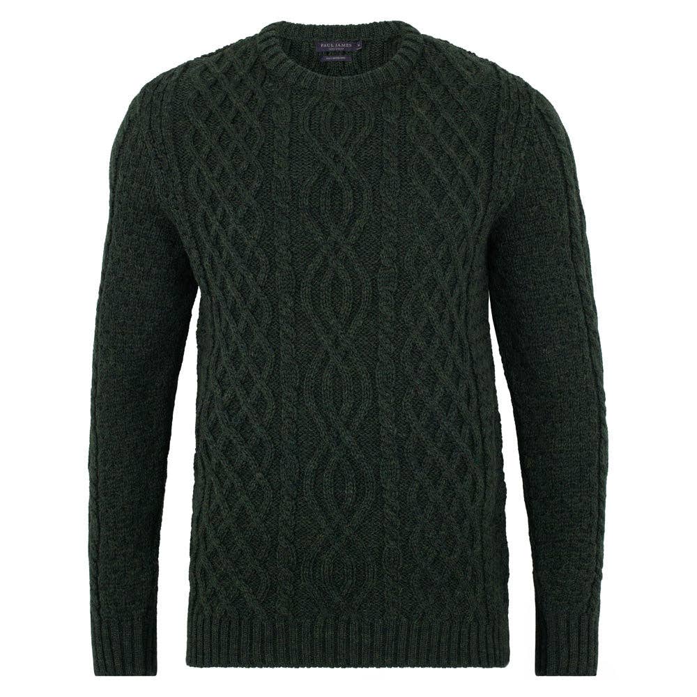 Maglione Jarvis Aran Cable da uomo in 100% lana britannica