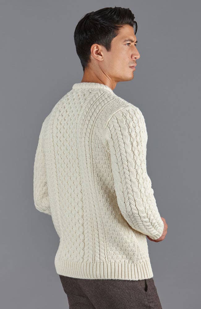 Maglione da uomo in lana britannica a trecce da pescatore