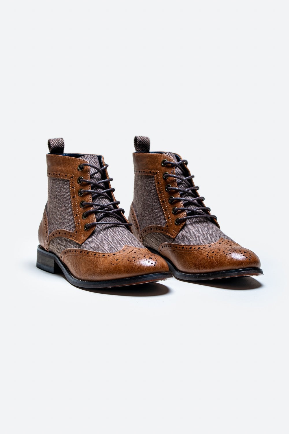 Stivaletti in tweed marrone chiaro | Cavani Jones Tan