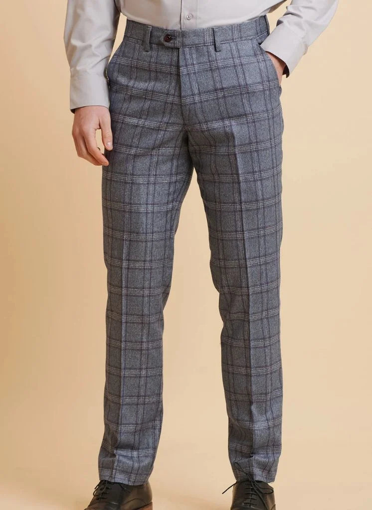 Marc Darcy – Pantalone Abbott Tweed Blu a Quadri