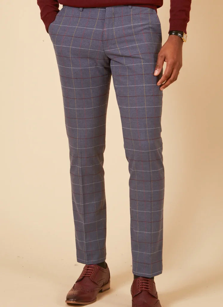 Marc Darcy – Pantalone Drake Blu Celeste a Quadri