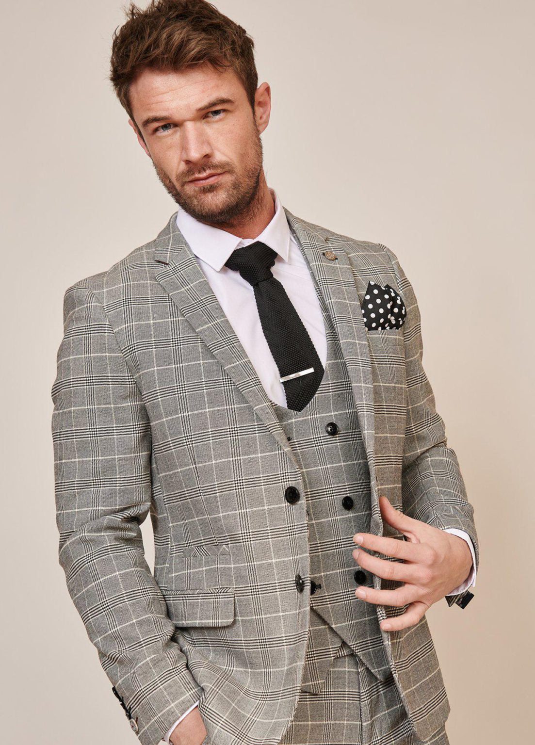 Completo Uomo a Quadri 3 Pezzi - Ross Grey Check