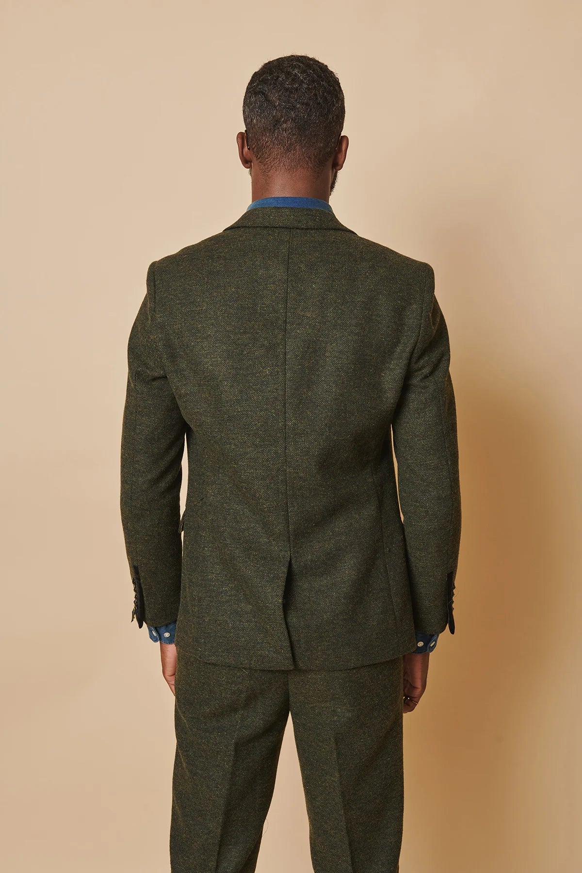 Completo da uomo in tweed Marlow Olive a tre pezzi - Marc Darcy