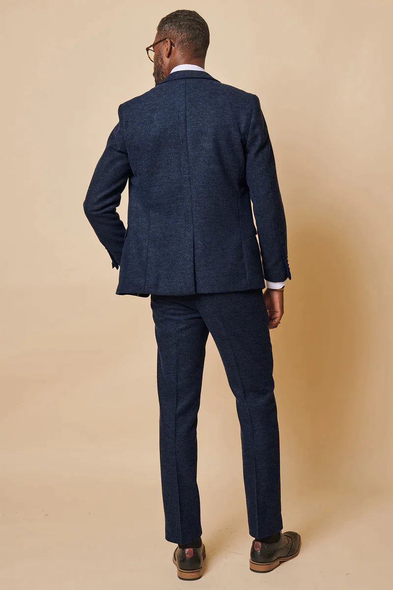 Completo da uomo in tweed a tre pezzi Marlow Blue - Marc Darcy