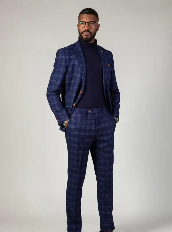 Completo blu a quadri a due pezzi - Marc Darcy Chigwell tweedsuit 2 pezzi