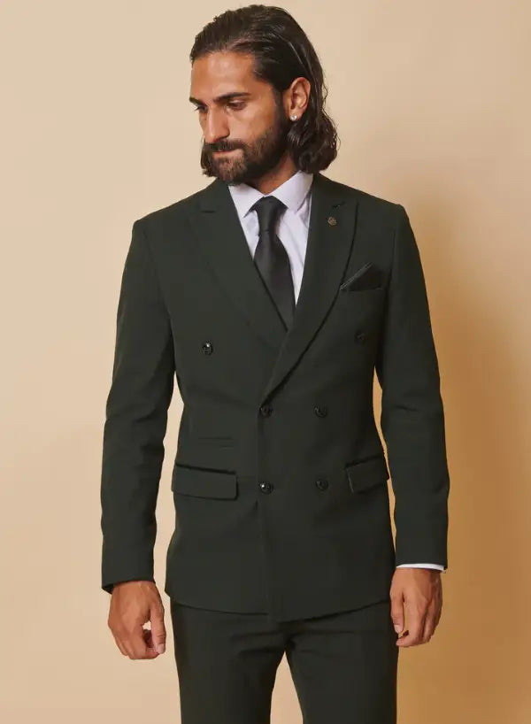 Completo uomo a due pezzi doppiopetto verde a quadri - Bromley Olive DB