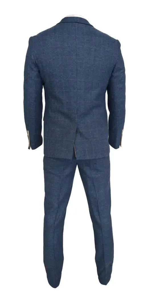 Abito da uomo due pezzi - completo blu uomo - Dion Blue Herringbone 2 pezzi