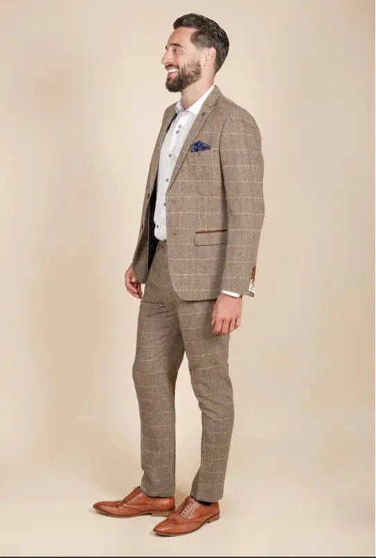 Abito marrone da uomo - Completo Herringbone Brown 2 pezzi