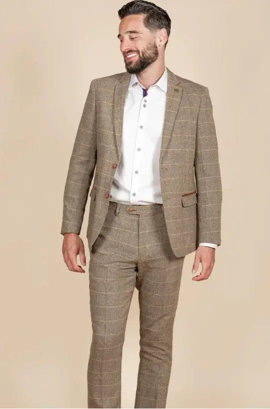 Abito marrone da uomo - Completo Herringbone Brown 2 pezzi