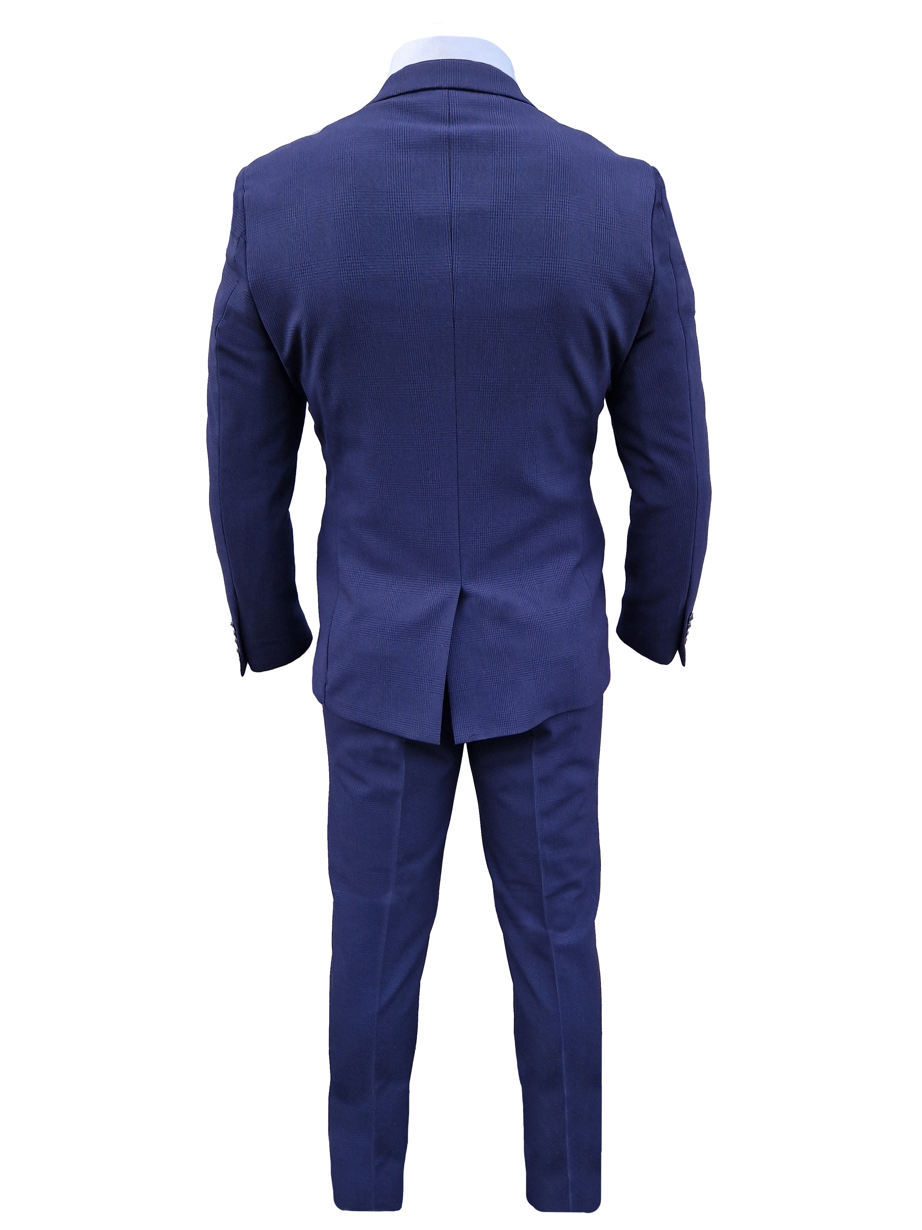 Abito da uomo a quadri blu scuro a tre pezzi - Completo Bromley Navy