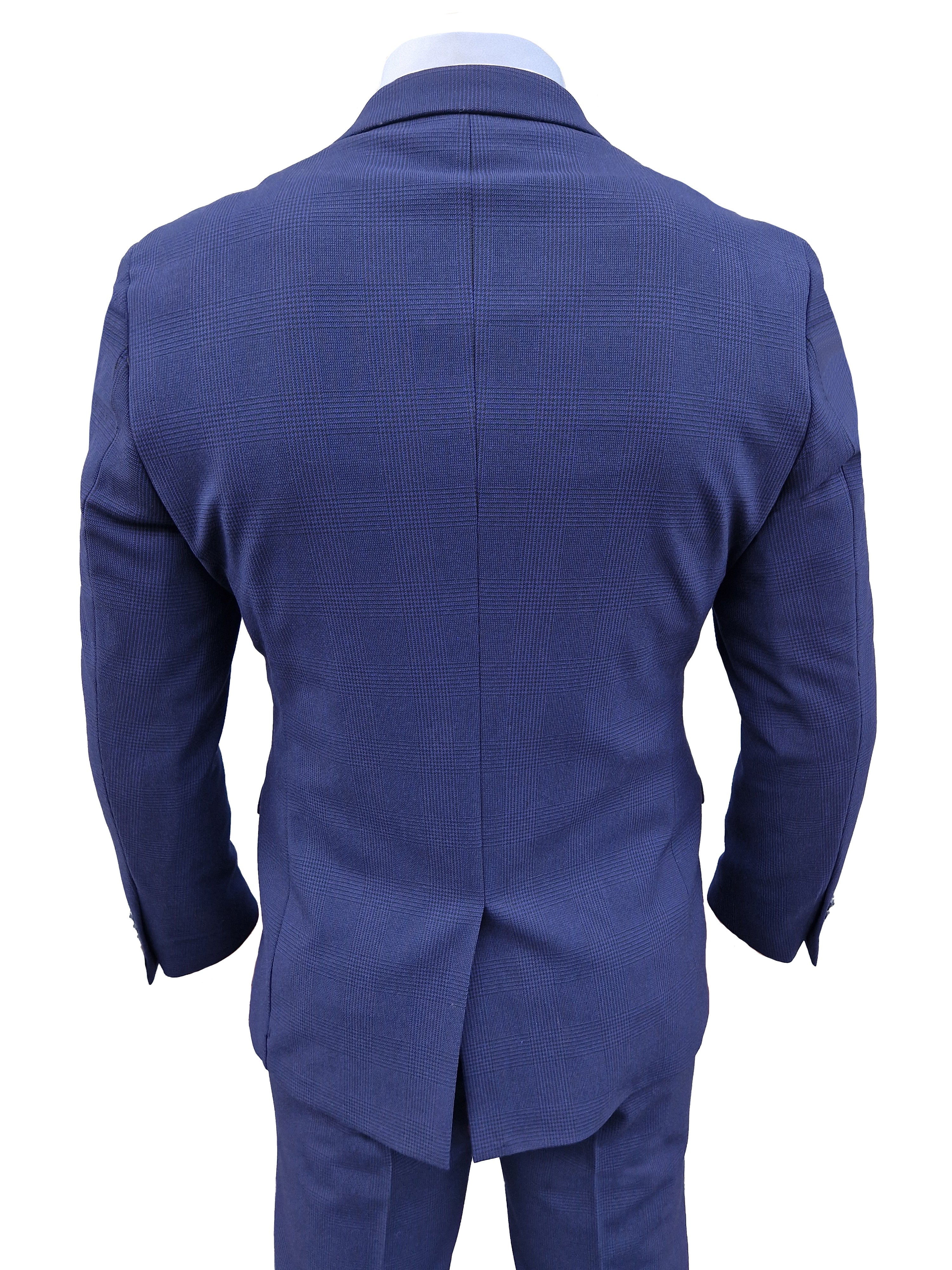 Abito da uomo a quadri blu scuro a tre pezzi - Completo Bromley Navy