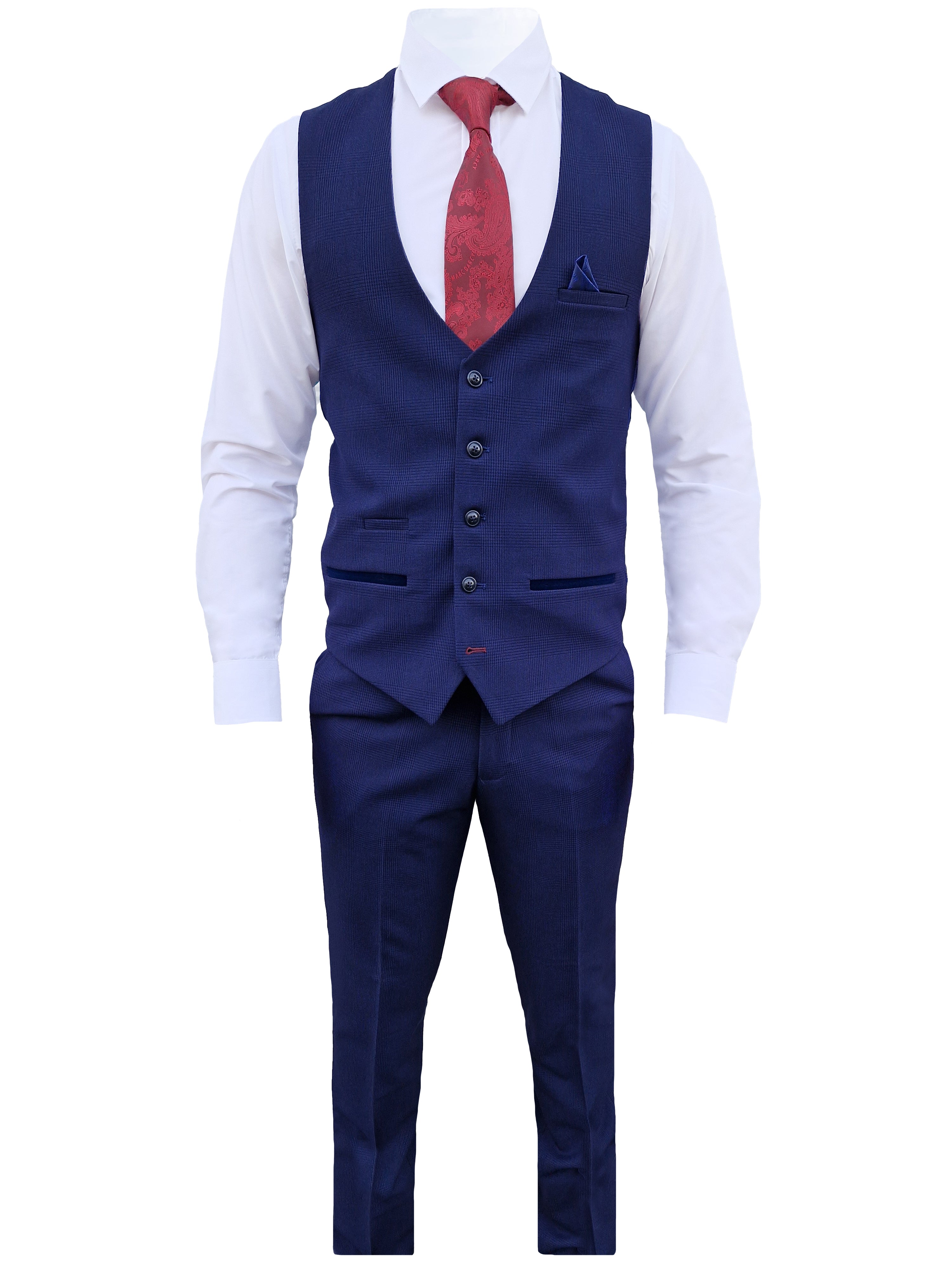 Abito da uomo a quadri blu scuro a tre pezzi - Completo Bromley Navy