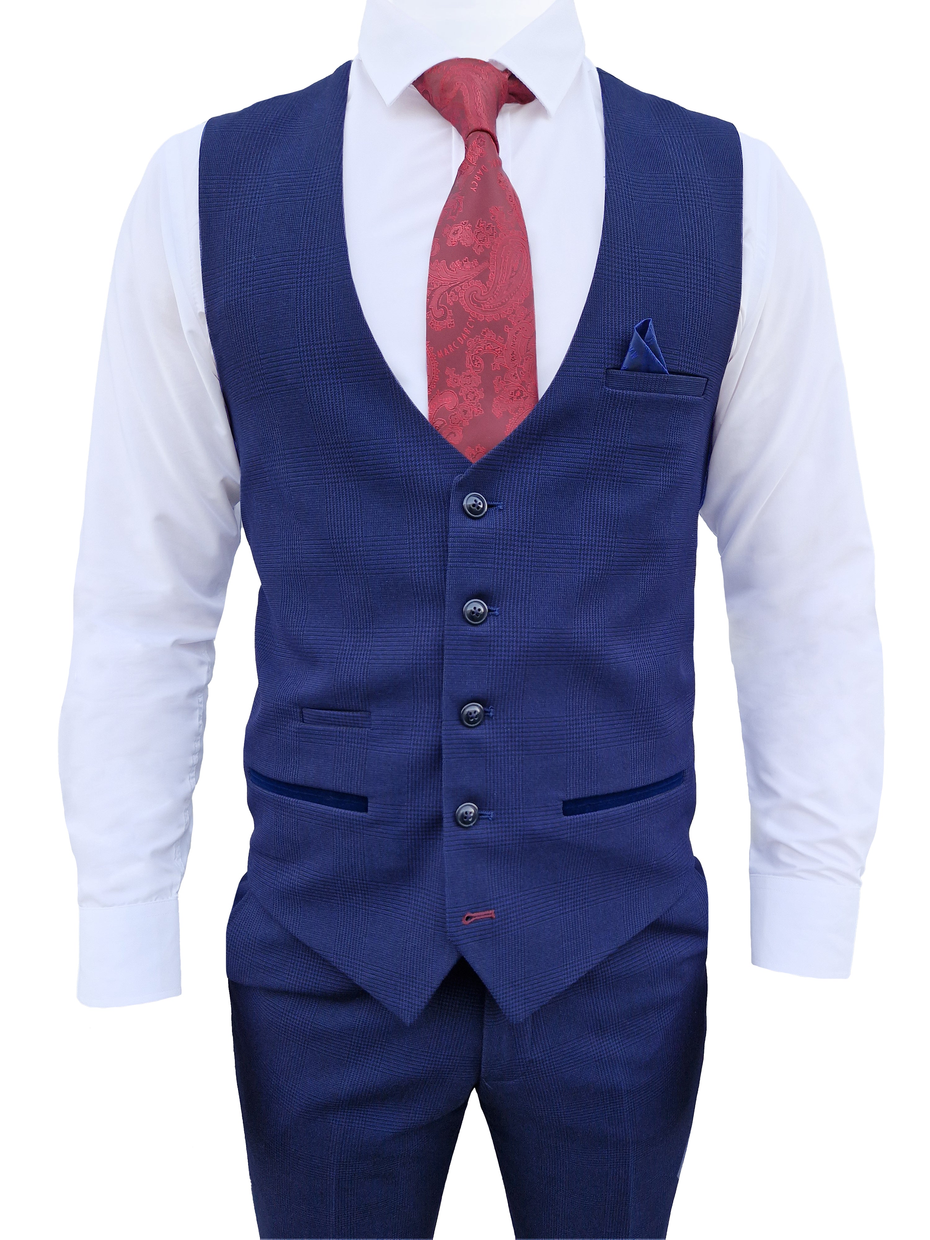 Abito da uomo a quadri blu scuro a tre pezzi - Completo Bromley Navy