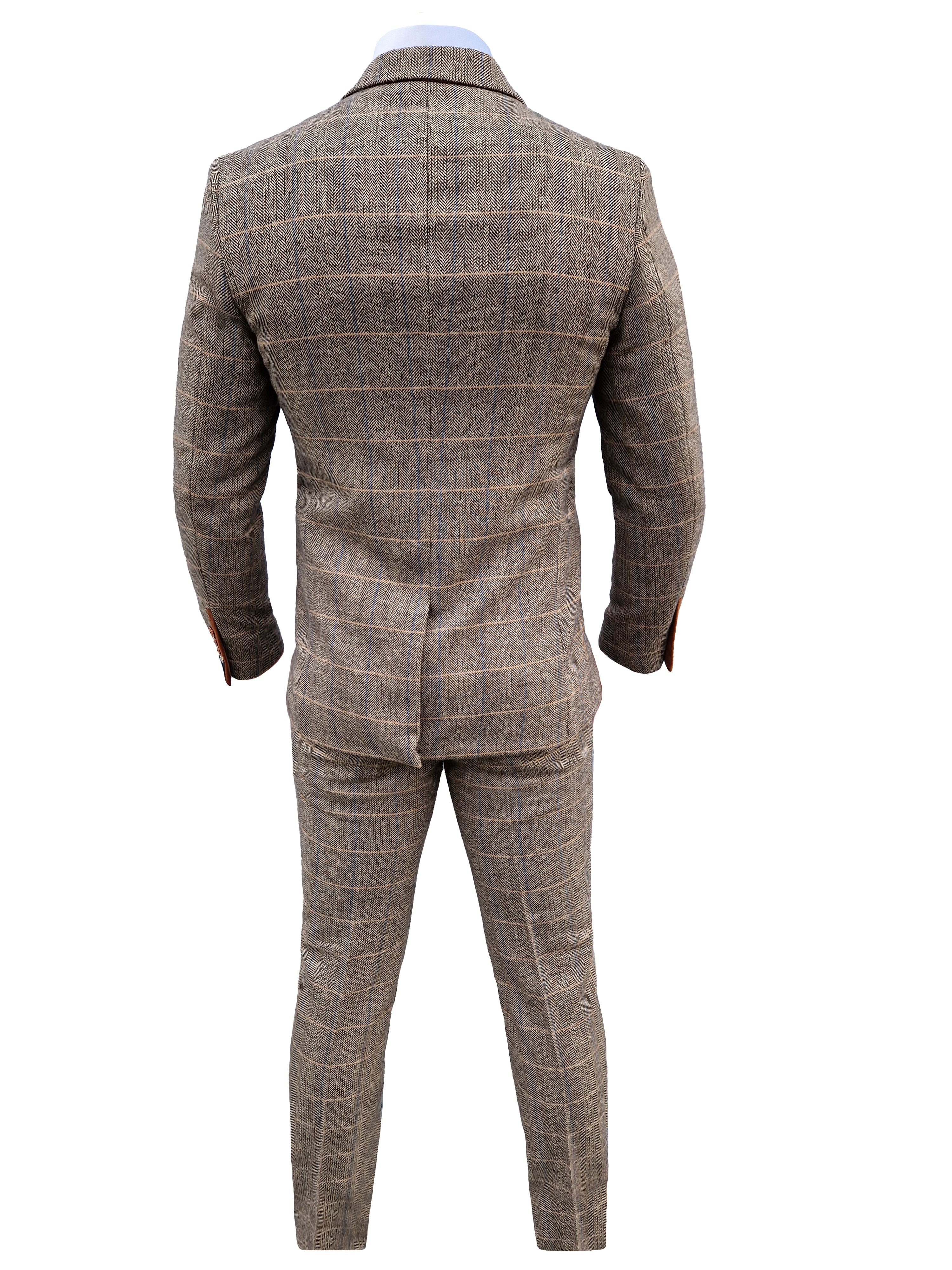 Completo da uomo a tre pezzi Herringbone Brown/Navy - Mix & Match