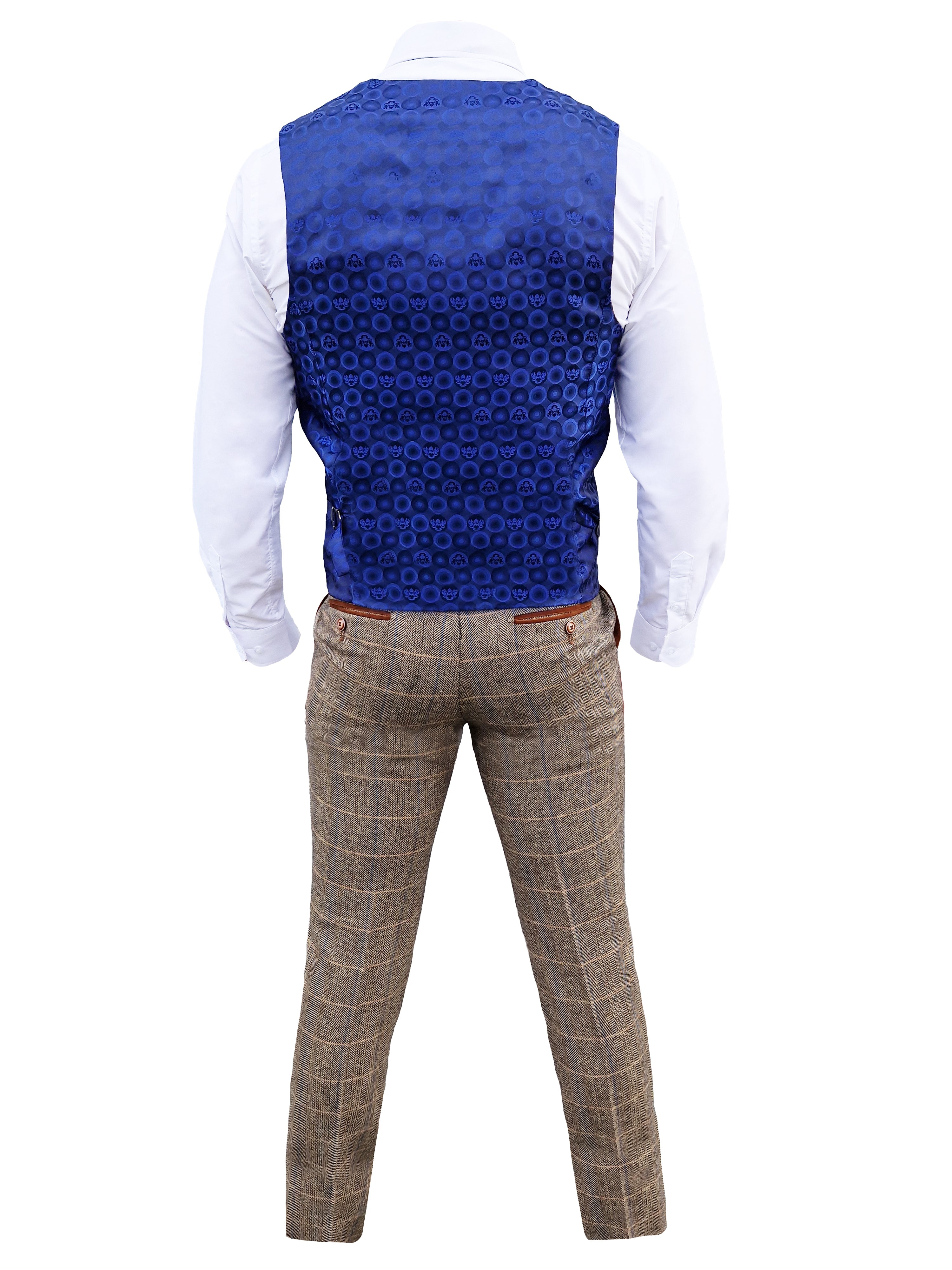 Completo da uomo a tre pezzi Herringbone Brown/Navy - Mix & Match