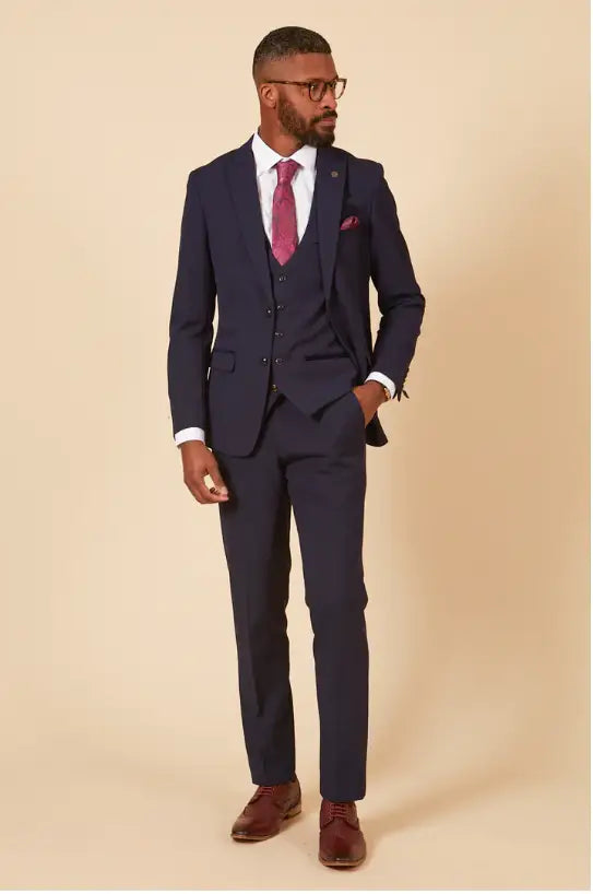 Abito da uomo a quadri blu scuro a tre pezzi - Completo Bromley Navy