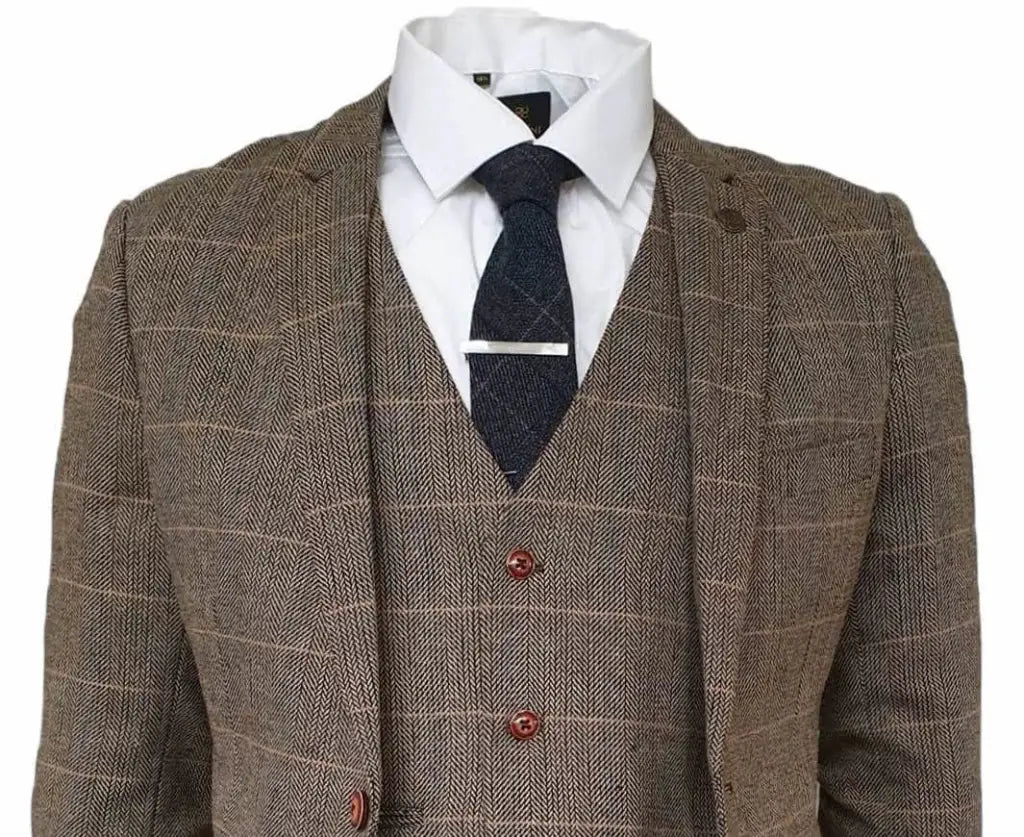 Abito Peaky Blinders, completo 3 pezzi Peaky Blinders, Herringbone Brown Classic