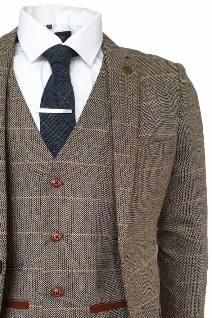 Abito Peaky Blinders, completo 3 pezzi Peaky Blinders, Herringbone Brown Classic