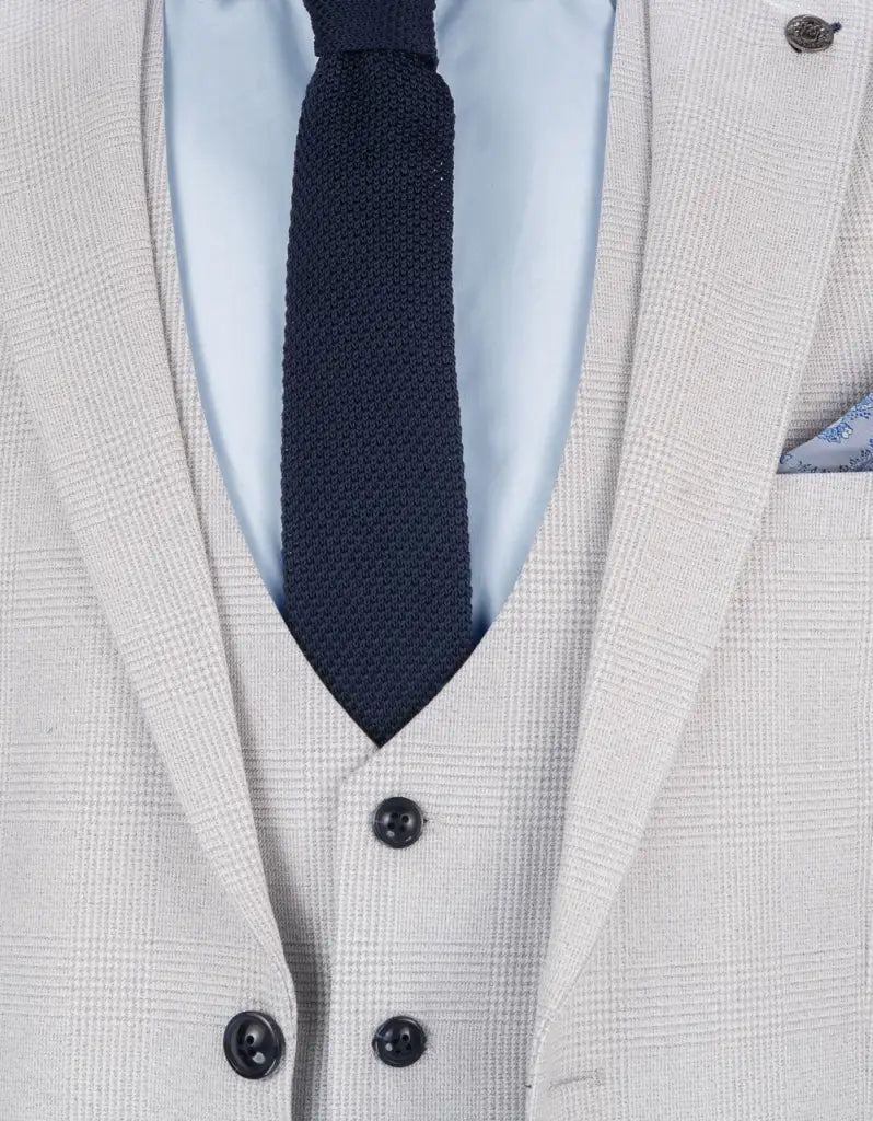 Completino uomo a quadri bianco stone 3 pezzi - Bromley stone suit