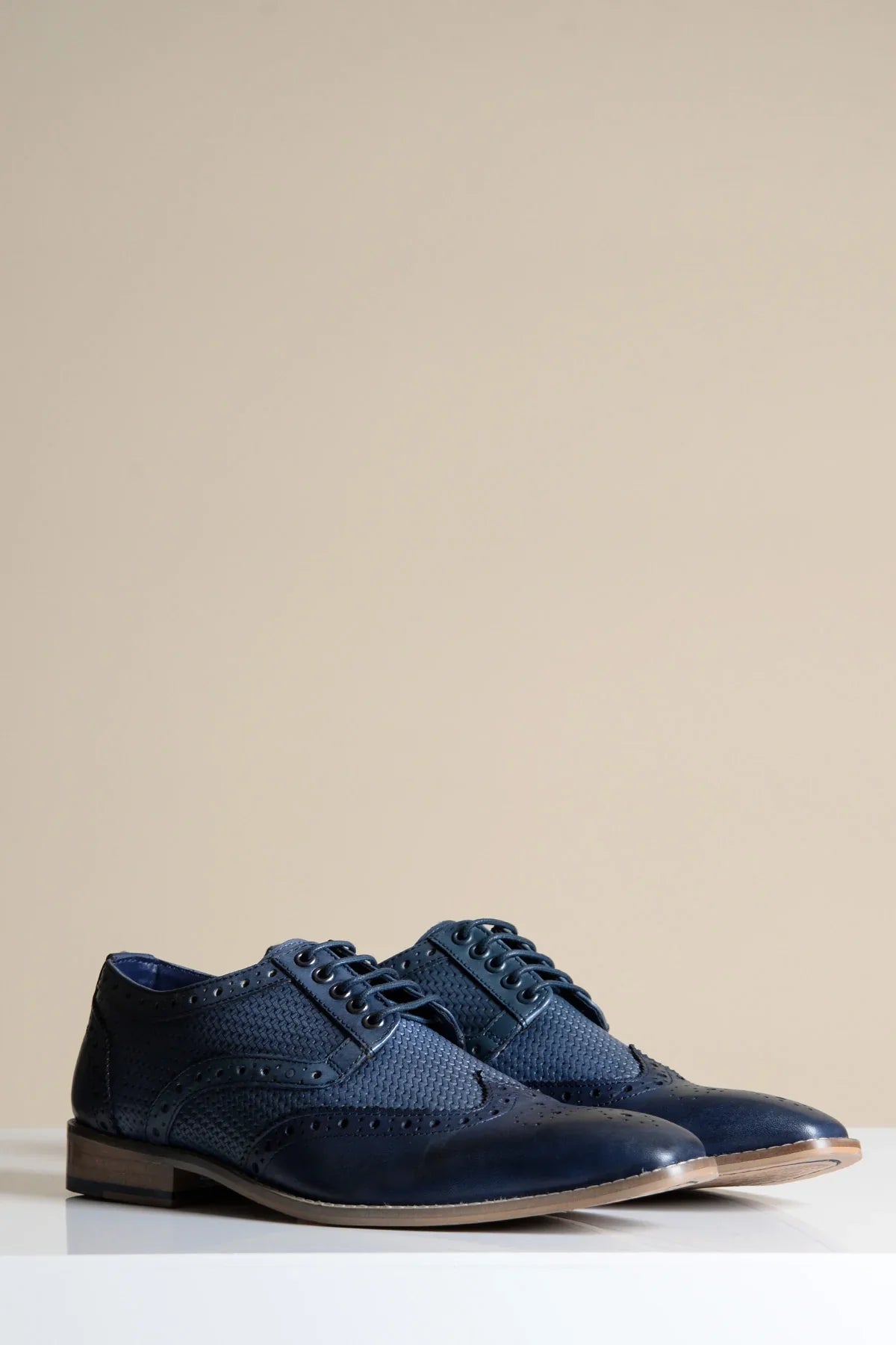 Scarpe in pelle blu navy, Marc Darcy Brandon - Brogue a punta alata