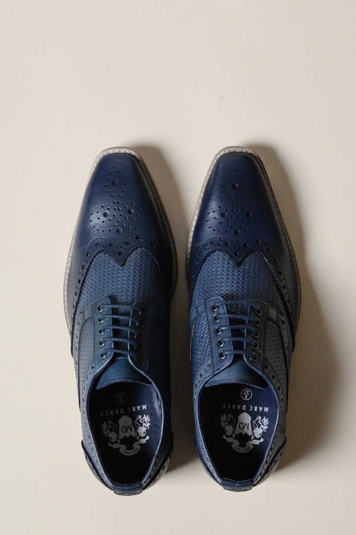 Scarpe in pelle blu navy, Marc Darcy Brandon - Brogue a punta alata