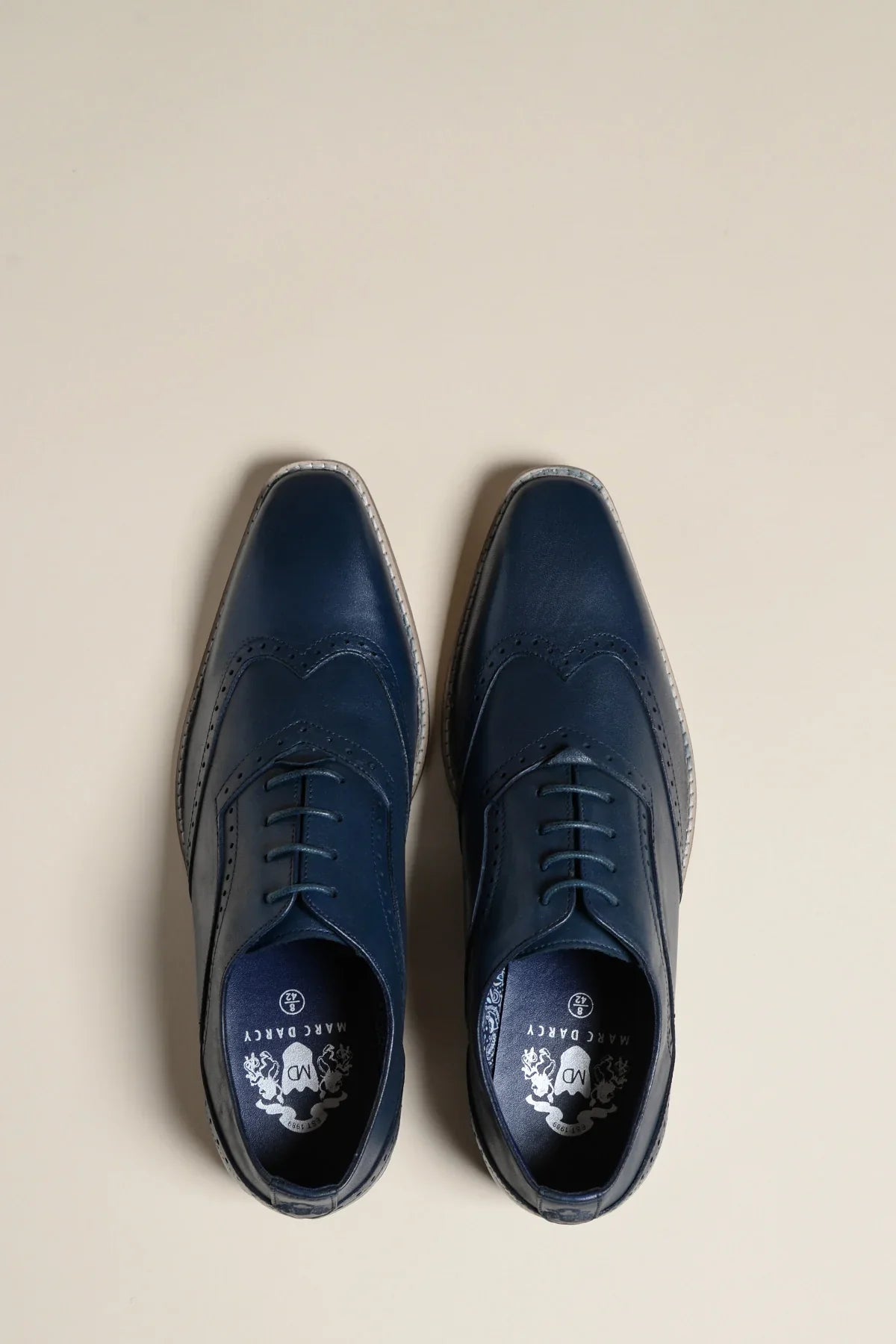 Scarpe in pelle blu navy, Marc Darcy Dawson - Brogue a punta alata