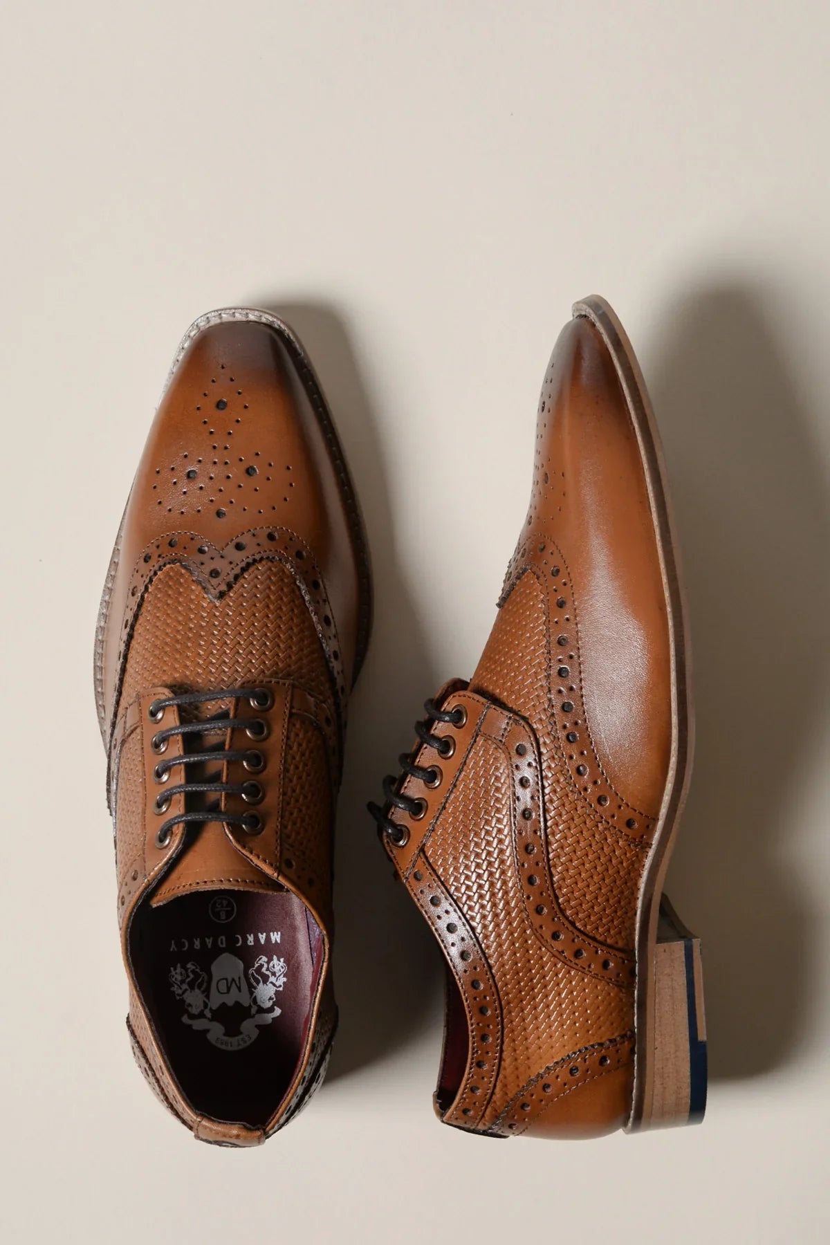 Scarpe in pelle marrone, Marc Darcy Brandon - Brogue con punta alata