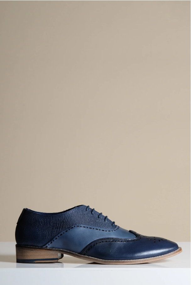 Scarpe in pelle blu navy, Marc Darcy Ryan - Brogue a punta alata