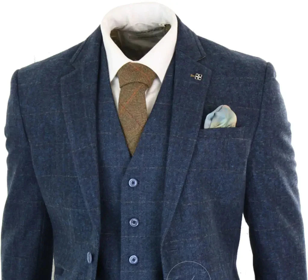 Completo a Tre Pezzi Cavani Peaky Blinders - Carnegi Navy Tweed Suit