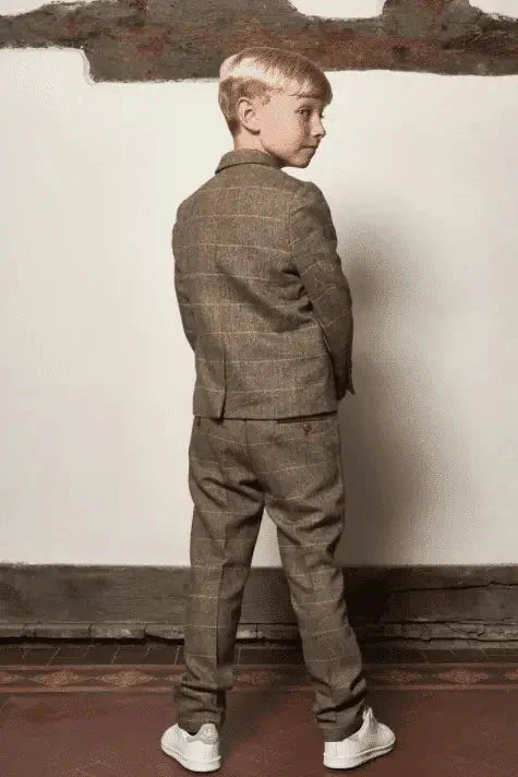 Completo a Tre Pezzi per Bambini - Tweed Color Tan