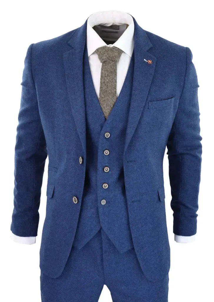 Completo da uomo in tweed slim fit - Cavani Orson blu