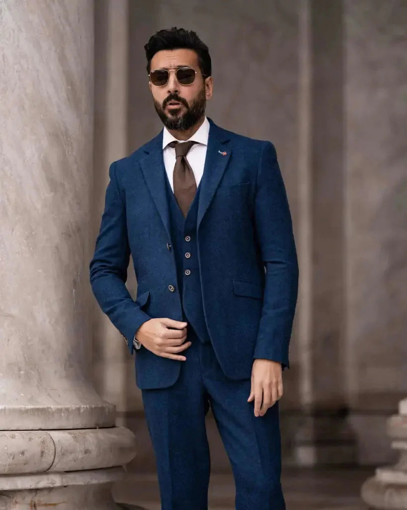 Completo da uomo in tweed slim fit - Cavani Orson blu