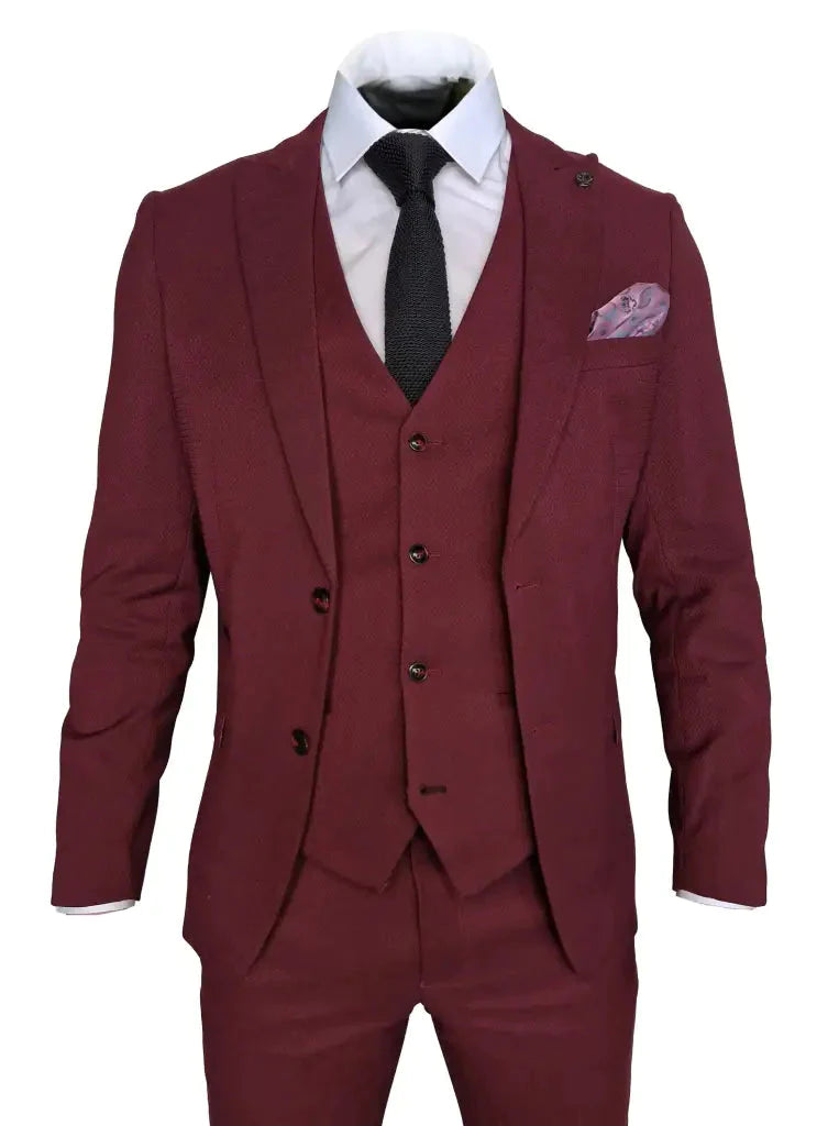 Completo da uomo MAX colore vino, 3 pezzi