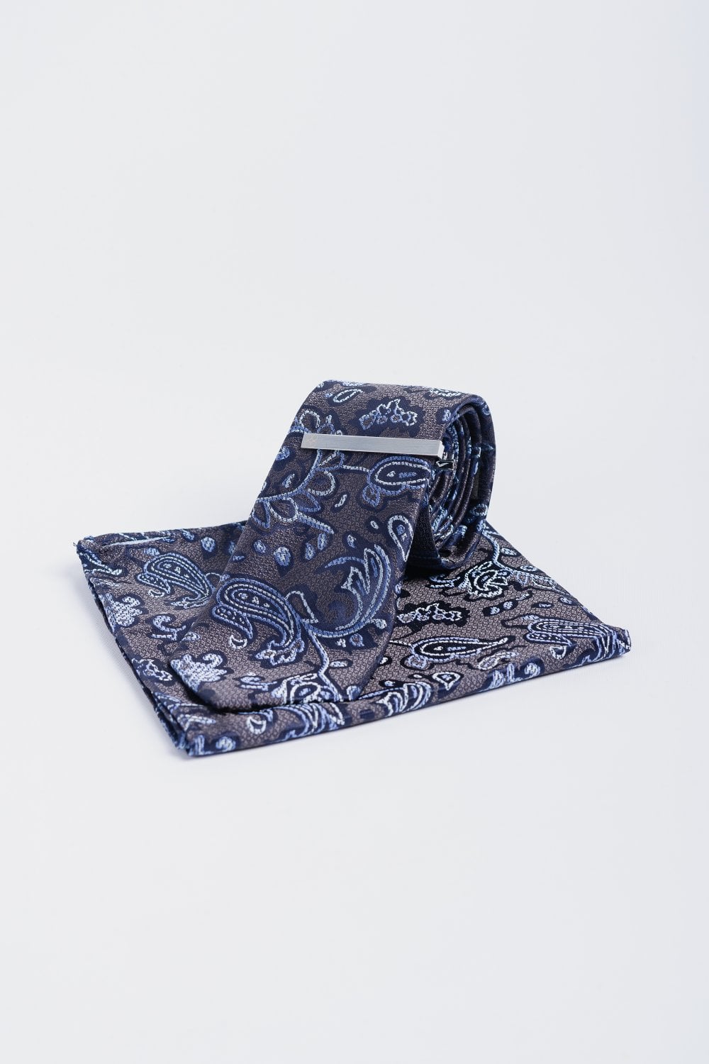 Cavani - Set Cravatta Paisley Grigia Navy