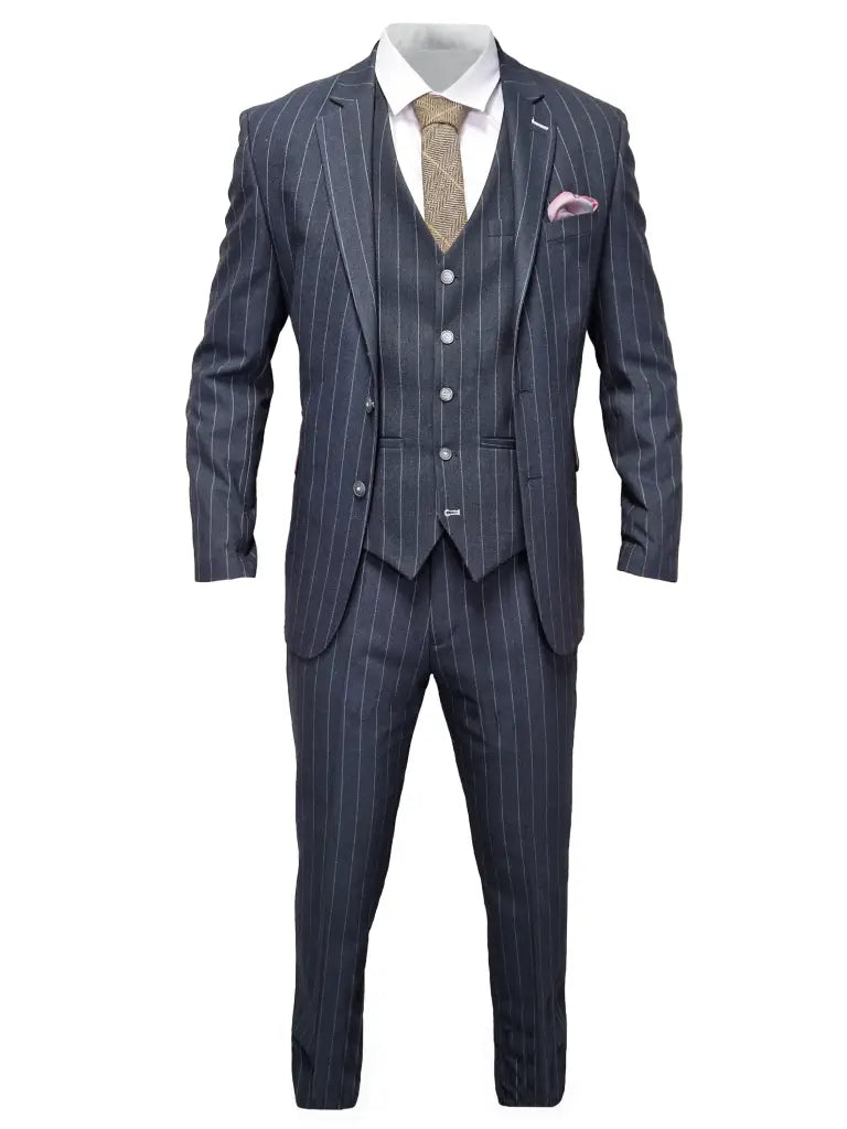 Abito a righe blu navy per uomo - Cavani Invincible Suit